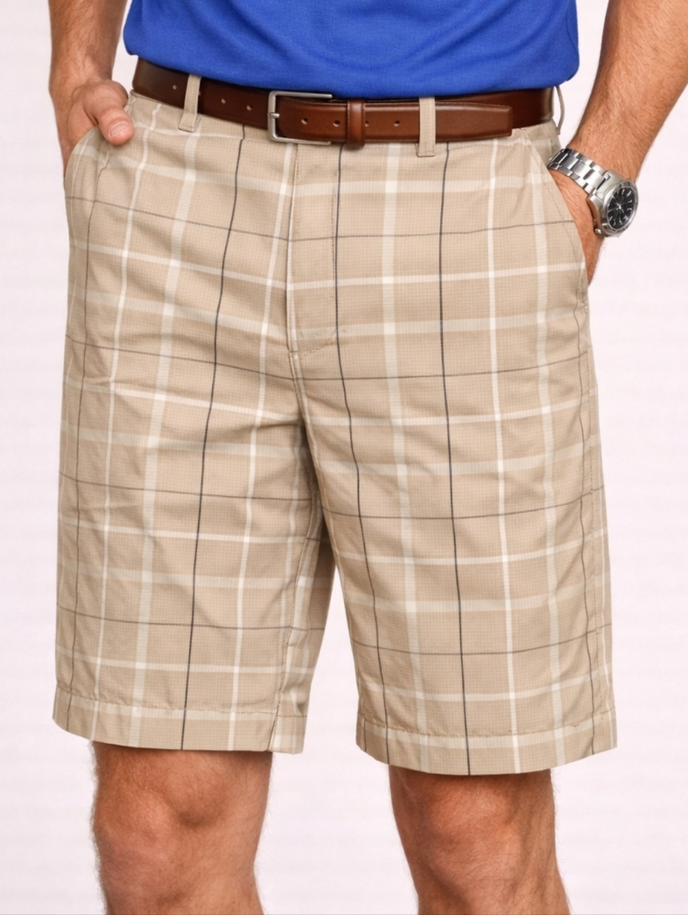PGA Mens Tan Plaid Shorts NWT